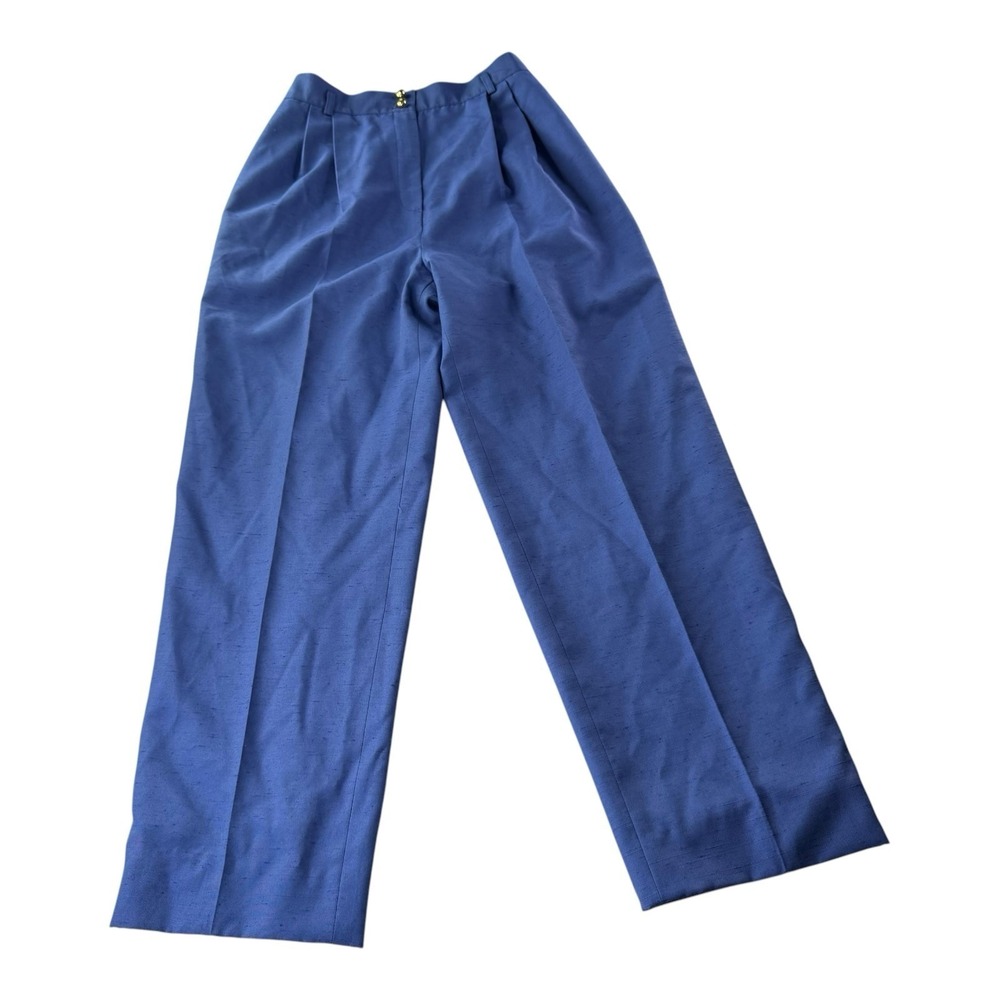 Harvé Benard Women's Blue High Waist Pleated Straight Leg Dress Pants 26 Waist